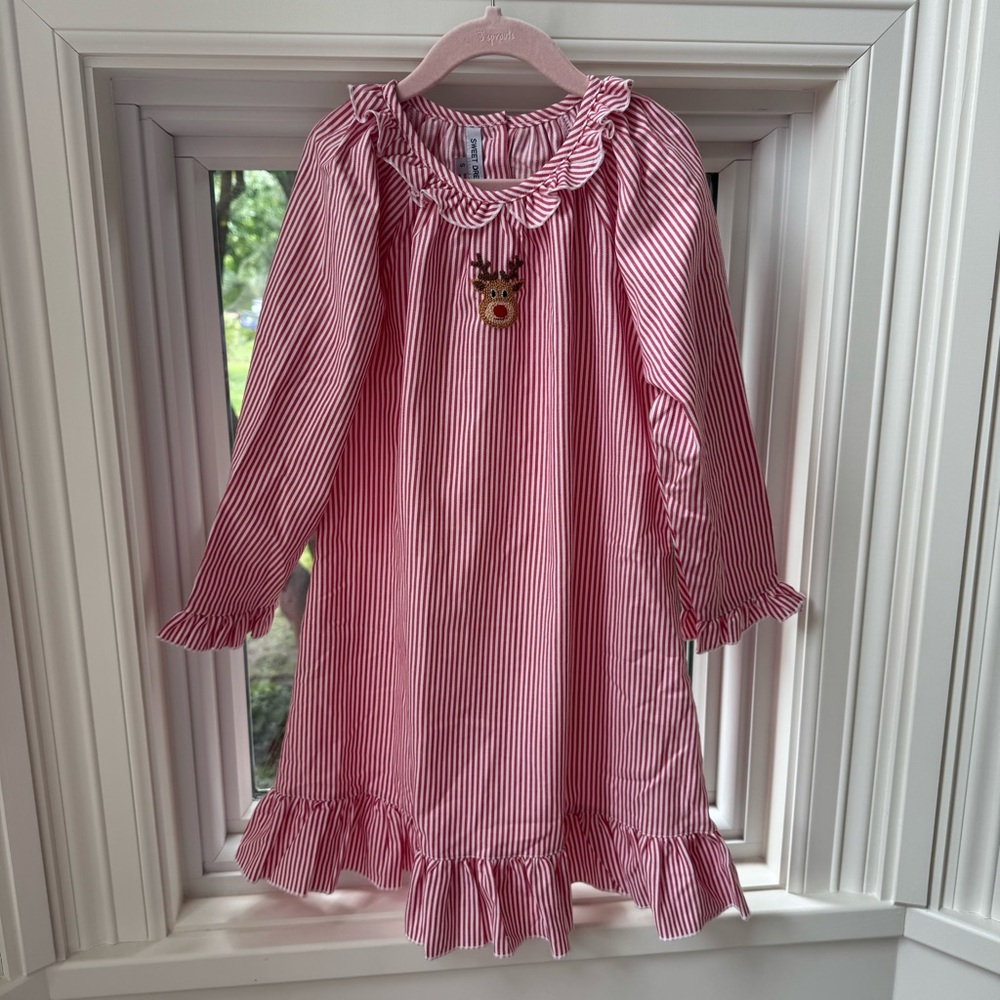 Red Striped Reindeer Nightgown